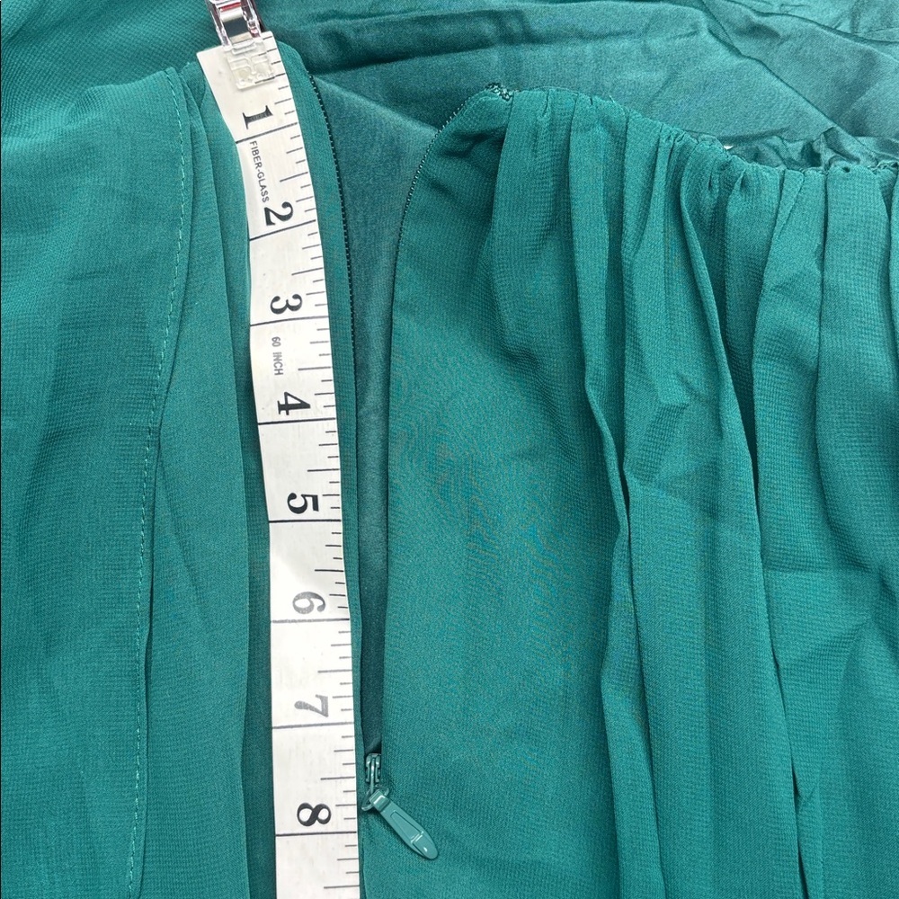 Azazie Spaghetti Strap Halter Full Length Formal Dress Emerald Green Size 14 NWT - Picture 9 of 11